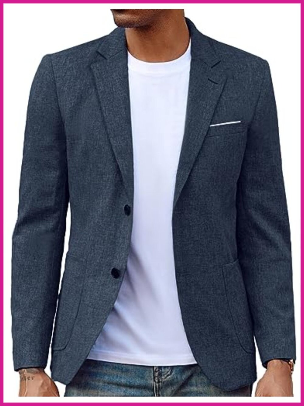 Mens Lightweight Blazer Sport Coat Notch Lapel Button Casual Jacket